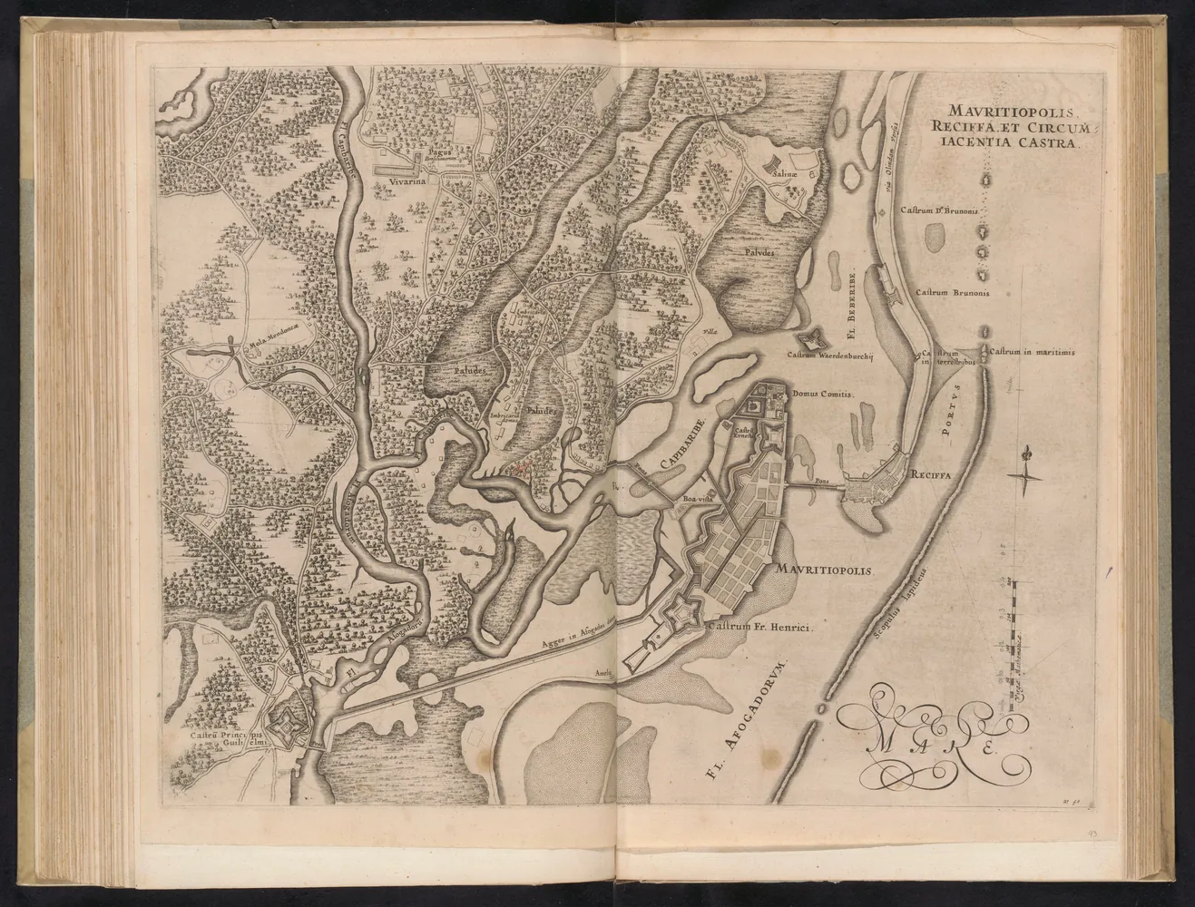 Imagem histórica relacionada a Recife em mapas do século XVII